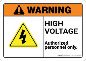 Warning: High Voltage Keep Out with Graphic Landscape ANSI - Wall Sign