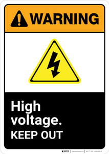 Warning: High Voltage Keep Away Authorized Personnel Only with Icons Landscape ANSI - Wall Sign