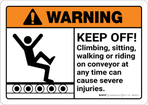 Warning: Lockout Tagout Do Not Service with Graphic Landscape ANSI - Wall Sign