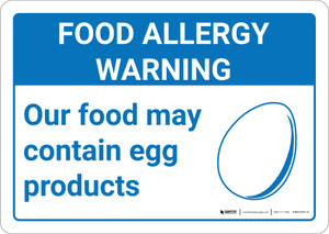 Warning: Food Allergy Warning Food May Contain Egg with Icon Landscape - Wall Sign