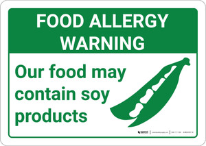 Warning: Food Allergy Warning Food May Contain Soy with Icon Landscape - Wall Sign