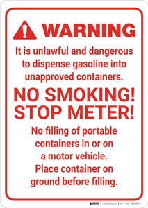 Warning: No Smoking Stop Meter Portrait - Wall Sign