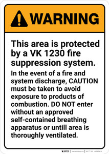 Warning: VK 1230 Fire Supression System Portrait - Wall Sign