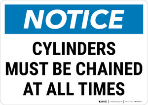 Notice: Cylinder Must Be Chained At All Times Landscape - Wall Sign