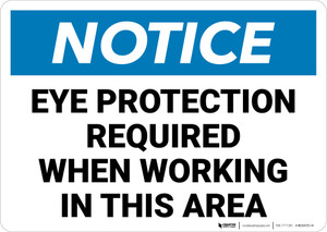 Notice: Eye Protection Required While Working in Area Landscape - Wall Sign