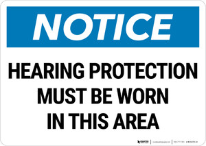 Notice: PPE Hearing Protection Must be Worn Landscape - Wall Sign