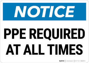 Notice: PPE Required At All Times Landscape - Wall Sign