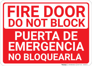 Bilingual Spanish Fire Door Do Not Block - Wall Sign Bilingual Spanish Fire Door Do Not Block - Wall Sign