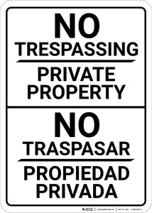 Bilingual Spanish No Trespassing Private Property - Wall Sign