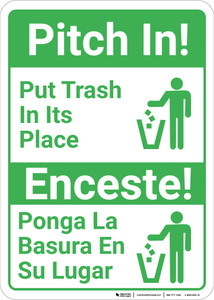 Bilingual Spanish Pitch In - Wall Sign