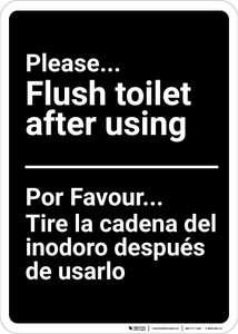 Bilingual Spanish Please Flush Toilet After Using - Wall Sign Bilingual Spanish Please Flush Toilet After Using - Wall Sign