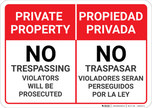 Bilingual Spanish Private Property Landscapee - Wall Sign