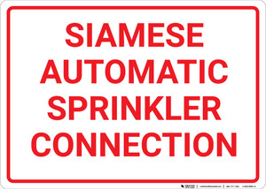 Siamese Automatic Sprinkler Connection White Landscape - Wall Sign