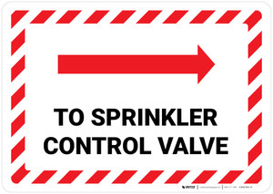 Sprinkler Control Valve with Right Arrow and Hazard Border Landscape - Wall Sign