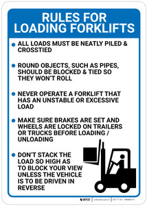 Rules For Forklift Loading: Five Rules Forklift Driver Icon Portrait - Wall Sign