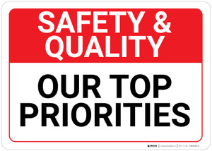 Safety & Quality: Our Top Priorities Landscape - Wall Sign