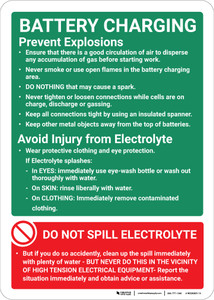Battery Charging Guidelines Portrait - Wall Sign