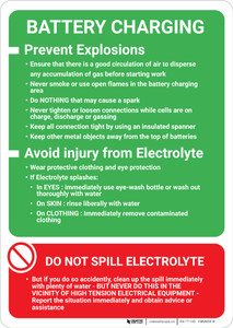 Battery Charging Instructions Portrait - Wall Sign
