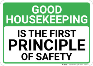 Good Housekeeping Promotes Safety Landscape with Graphic - Wall Sign