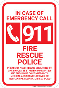 In Case Of Emergency Call 911 with Icon Portrait - Wall Sign