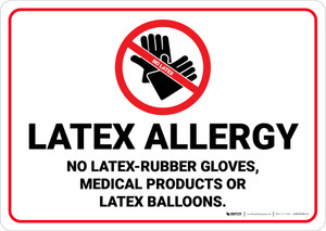 Latex Allergy with Icon Landscape - Wall Sign