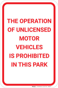 Operation Of Unlicensed Vehicles Prohibited Portrait - Wall Sign