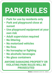 Park Rules Violators Will Be Prosecuted Portrait - Wall Sign