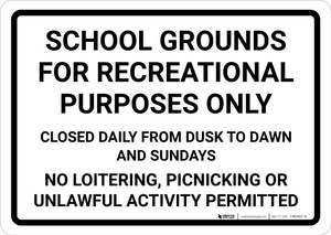 School Grounds Rules Landscape - Wall Sign