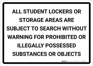 Student Lockers Subject To Search Landscape - Wall Sign