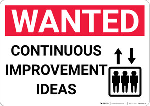 Wanted Continuous Improvement Ideas with Icon Landscape - Wall Sign