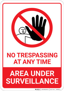 No Trespassing Area Under Surveillance with Icon Portrait - Wall Sign