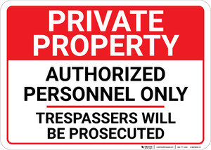 Private Property Authorized Personnel Only Landscape - Wall Sign
