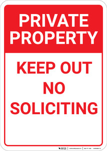 Private Property Keep Out No Soliciting Red Portrait - Wall Sign