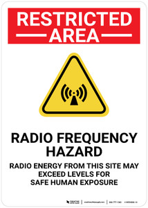 Restricted Area Radio Frequency Hazard with Icon Portrait - Wall Sign
