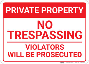 Private Property: No Trespassing Violators Prosecuted Footer Portrait - Wall Sign