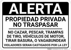 Alert: Private Property - Do Not Trespass Spanish Landscape - Wall Sign
