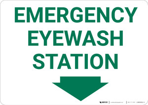 Emergency Eyewash Station With Arrow Landscape - Wall Sign Emergency Eyewash Station With Arrow Landscape - Wall Sign
