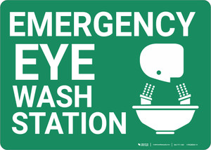 Emergency Eyewash Station with Icon Landscape - Wall Sign Emergency Eyewash Station with Icon Landscape - Wall Sign