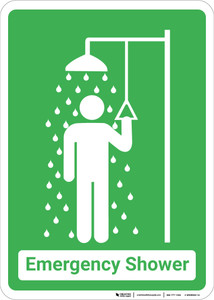 Emergency Shower with Icon Green Portrait - Wall Sign Emergency Shower with Icon Green Portrait - Wall Sign