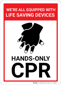 Hands Only CPR with Icon Portrait - Wall Sign
