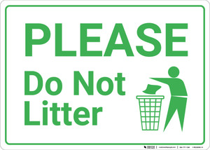 Please Do Not Litter with Icon Landscape - Wall Sign