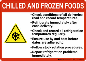 Chilled And Frozen Foods Guidelines with Icon Landscape - Wall Sign