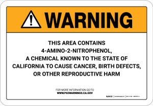 Warning: Prop 65 4 Amino 2 Nitrophenol - Wall Sign