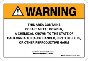Warning: Prop 65 Cobalt Metal Powder - Wall Sign