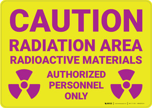 Caution: Radiation Area Radioactive Materials with Icons Landscape - Wall Sign