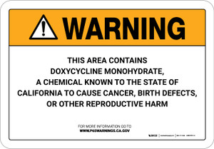 Warning: Prop 65 Doxycycline Monohydrate - Wall Sign