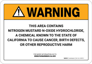 Warning: Prop 65 Nitrogen Mustard N-Oxide Hydrochloride - Wall Sign