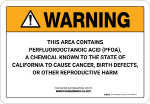 Warning: Prop 65 Perfluorooctanoic Acid (PFOA) - Wall Sign