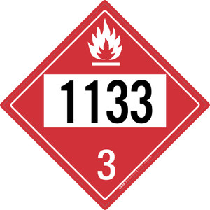 Flammable: Class 3 - UN1133 - Placard Sign