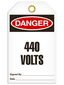 Danger 440 Volts Tags